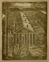 Minidoka woodblock print